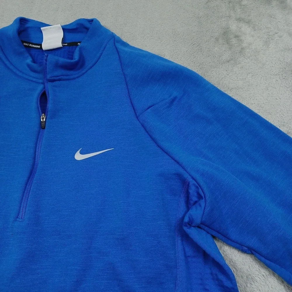 Nike Sweater Mens Large Blue 1/4 Zip Therma Fit Lightweight Activewear Casual‎